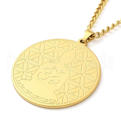 304 Stainlessa Steel Curb Chain Pendant Necklaces NJEW-H034-04G-1