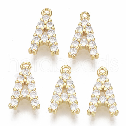 Brass Micro Pave Cubic Zirconia Charms KK-T060-05-A-G-NF-1