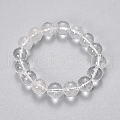 Natural Quartz Crystal Beaded Stretch Bracelets BJEW-Q692-46-10mm-1