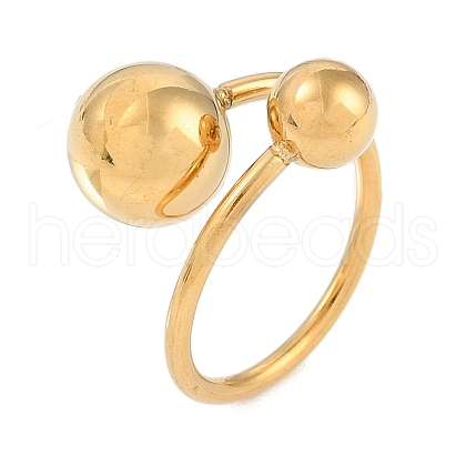 Ion Plating(IP) 304 Stainless Steel Round Open Cuff Ring for Women RJEW-C097-07G-1