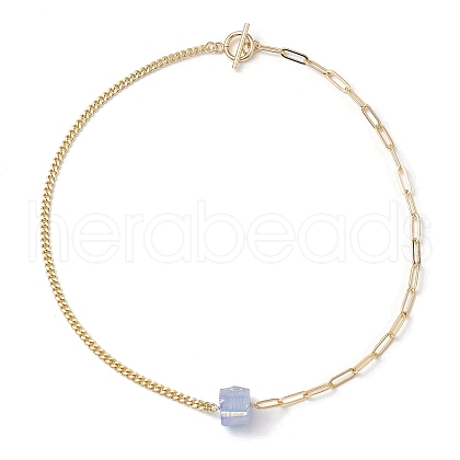 Electroplated Natural Quartz Hexagon Prism Pendant Necklaces NJEW-JN04996-02-1