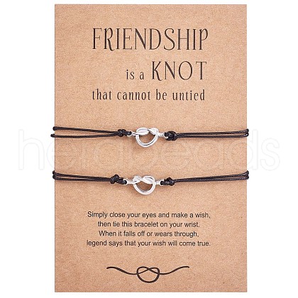 2Pc 2 Style 430 Stainless Steel Knot Heart Link Bracelets Set JB718A-1