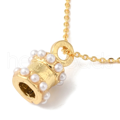 Rack Plating Brass ABS Pearl Pendant Necklaces NJEW-S425-03G-1
