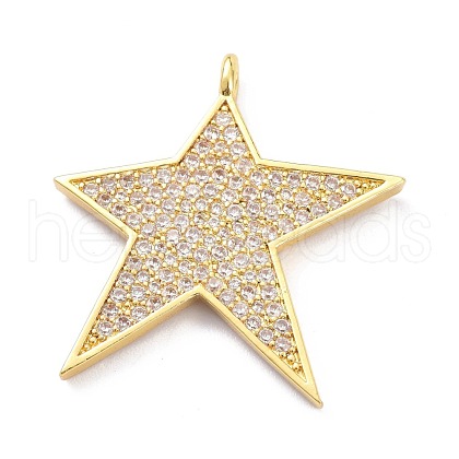Brass Micro Pave Clear Cubic Zirconia Pendants ZIRC-P085-29G-1