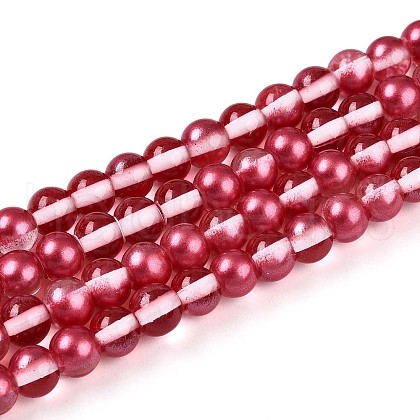 Baking Painted Transparent Glass Beads Strands DGLA-N011-6mm-06-1