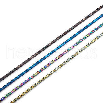 Fashewelry 4 Strands 4 Colors PVD Vacuum Plating Electroplate Non-magnetic Synthetic Hematite Bead Strands G-FW0001-16-1