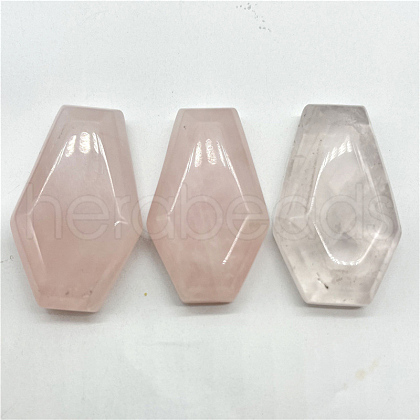 Halloween Natural Rose Quartz Carved Coffin Figurines DARK-PW0001-052F-1