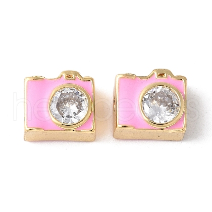 Brass Pave Clear Cubic Zirconia Beads KK-H449-86G-02-1