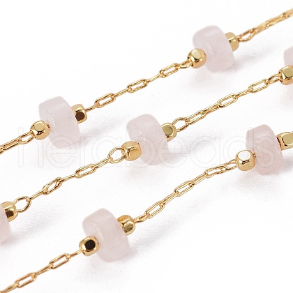 Handmade Natural Rose Quartz Beaded Chains CHC-E019-02E-1