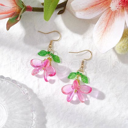 304 Stainless Steel Glass Dangle Earrings EJEW-MZ00433-05-1