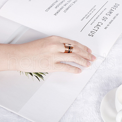 Roman Numerals 304 Stainless Steel & Crystal Rhinestone & Natural Shell Finger Rings FS-WGD9A22-20-1