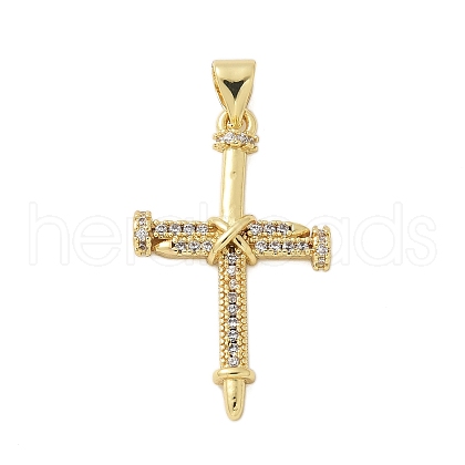 Brass Micro Pave Cubic Zirconia Pendants KK-P293-21B-G-1