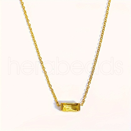 Birthstone Style Brass Cubic Zirconia Baguette Pendant Necklaces for Women FS-WGDF12C-11-1