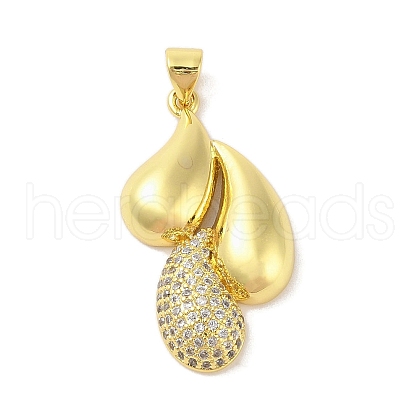 Rack Plating Brass Clear Cubic Zirconia Pendants KK-S380-19G-1