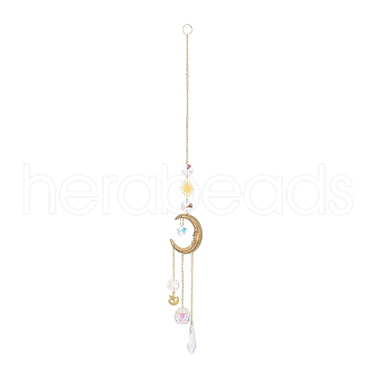 Glass Teardrop Big Pendant Decorations HJEW-M005-05C-G-1