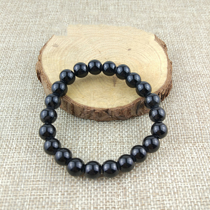 Glass Imitation Natural Agate Round Beaded Stretch Beaded Bracelets WG8D788-01-1