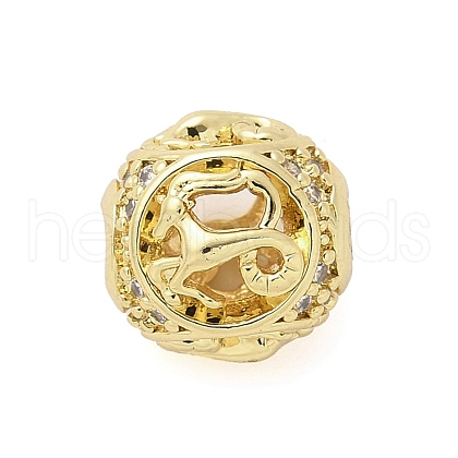 Brass Micro Pave Cubic Zirconia Beads KK-Z095-04G-10-1