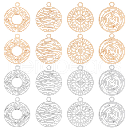 Unicraftale 80Pcs 4 Style Long-Lasting Plated Brass Filigree Charms KK-UN0001-92-1