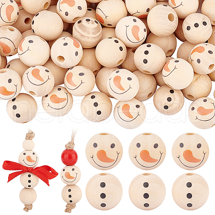   80Pcs 2 Styles Natural Wood European Beads WOOD-PH0002-72B-1