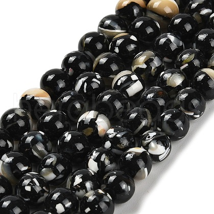 Assembled Synthetic Stone and Trochus Shell Beads Strands G-B128-08B-04-1