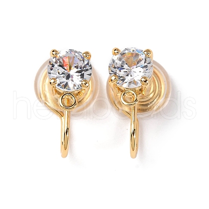 Brass Micro Pave Cubic Zirconia Ear Cuff Findings KK-F898-15C-G-1