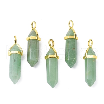 Natural Green Aventurine Pointed Pendants G-G025-01G-09-1