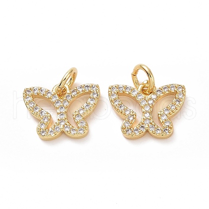 Brass Cubic Zirconia Charms ZIRC-I062-21G-1