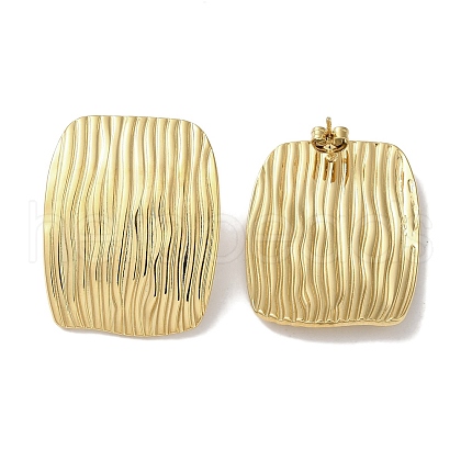 Stripe Rectangle 304 Stainless Steel Stud Earrings for Women EJEW-I303-05G-1