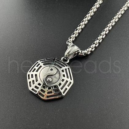 Trendy Hip Hop Nightclub Bar Tai Chi Yin-yang Stainless Steel Pendant Necklaces for Men YK7824-1