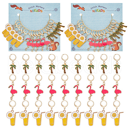 Summer Theme Alloy Enamel Pendant Locking Stitch Markers HJEW-AB00174-1