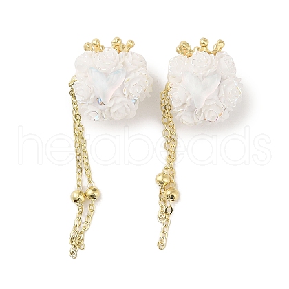 Handmade Polymer Clay Rhinestone Tassel Dangle Beads CLAY-H003-01G-01-1
