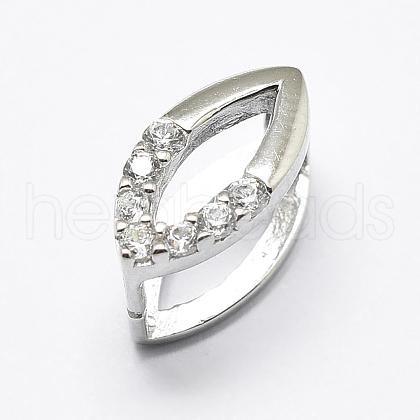 Anti-Tarnish Rhodium Plated 925 Sterling Silver Micro Pave Cubic Zirconia Pendant Bails STER-E053-07P-1