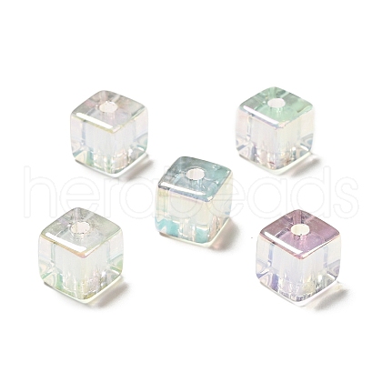 UV Plating Rainbow Iridescent Transparent Acrylic Beads OACR-A014-05-1