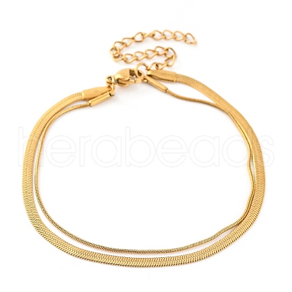304 Stainless Steel Multi-Strand Chain Bracelets BJEW-G711-03C-G-1