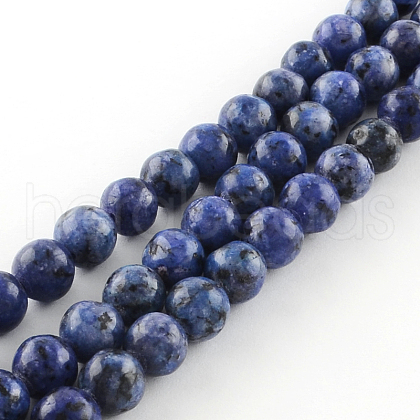 Dyed Natural Sesame Jasper Round Beads Strands X-G-R342-6mm-12-1