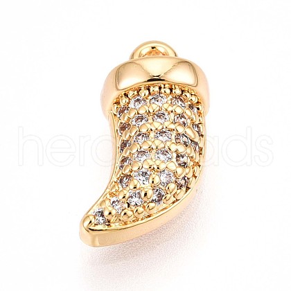 Brass Micro Pave Clear Cubic Zirconia Pendants KK-T075-04G-1