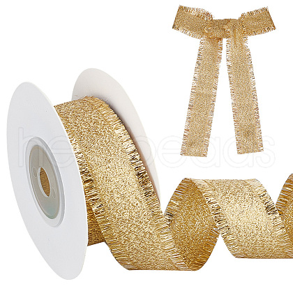 10 Yards Polyester Ribbons with Fringe Edge OCOR-WH0070-120B-1