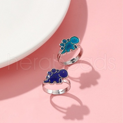 Dinosaur Alloy with Epoxy Adjustable Finger Rings for Girls FS-WG0F7DB-01-1