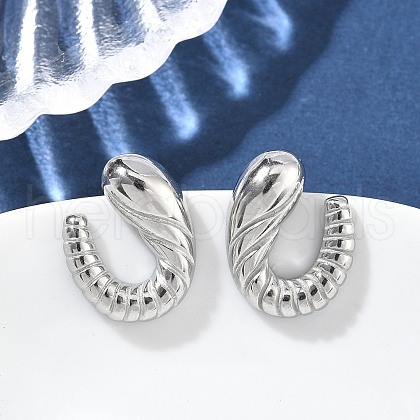304 Stainless Steel Spiral Croissant Stud Earrings for Women EJEW-Z095-01P-1