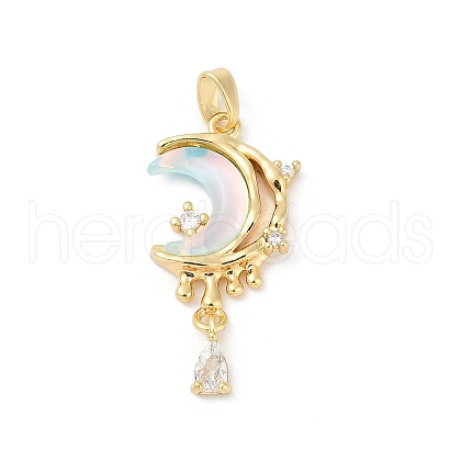 Brass Micro Pave Clear Cubic Zirconia Pendants KK-R213-05G-1
