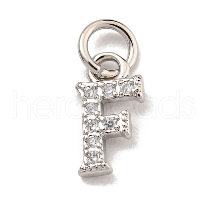 Initial Letter Brass with Cubic Zirconia Charms KK-Q814-26F-P-1