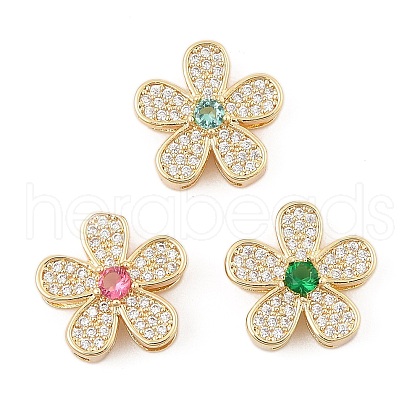 Brass Micro Pave Cubic Zirconia Slide Charms ZIRC-I068-19G-1