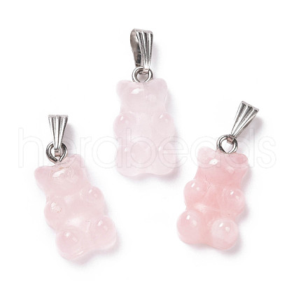 Natural Rose Quartz Pendants X-G-G854-01P-06-1