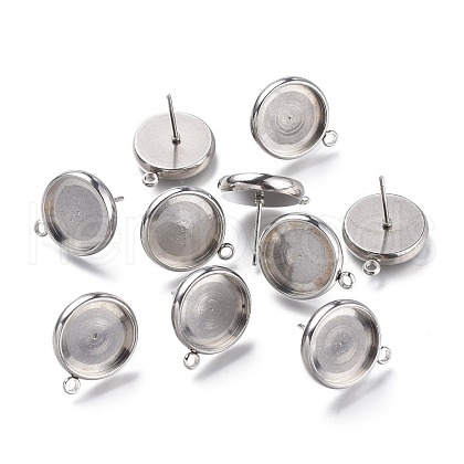 Non-Tarnish 304 Stainless Steel Stud Earring Settings STAS-I161-01E-P-1
