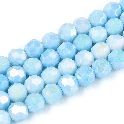 Electroplate Glass Beads Strands EGLA-T021-6mm-15-01-1