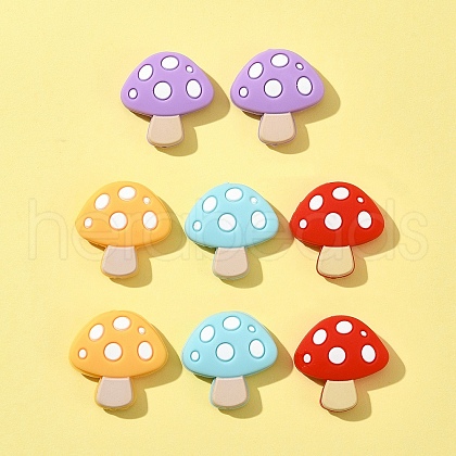 8Pcs 4 Colors Mushroom Food Grade Eco-Friendly Silicone Focal Beads SIL-FS0001-10-1