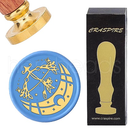 Brass Wax Seal Stamps with Wood Handle AJEW-WH0412-0096-1