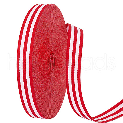 AHADERMAKER 25 Yards Polyester Striped Ribbons DIY-GA0006-85-1