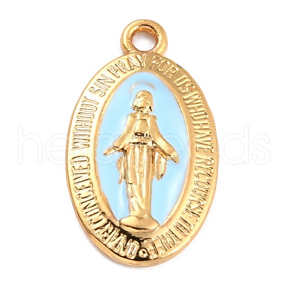 Golden Alloy Enamel Pendants KK-P197-16E-1