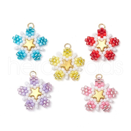 Glass Seed Beaded Star Pendants PALLOY-MZ00641-1